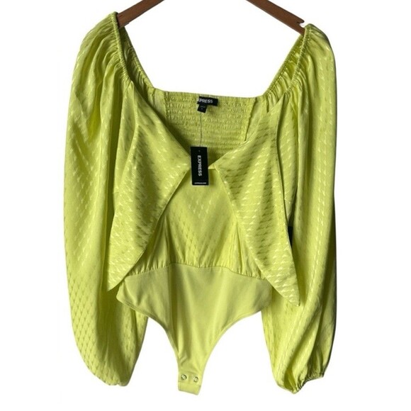 NWT Express Women's Lime Bodysuit Top Balloon Sleeve SIZE S - Picture 1 of 10